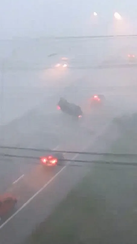 Vehicle Flips Over During Storm on Ohio Highway