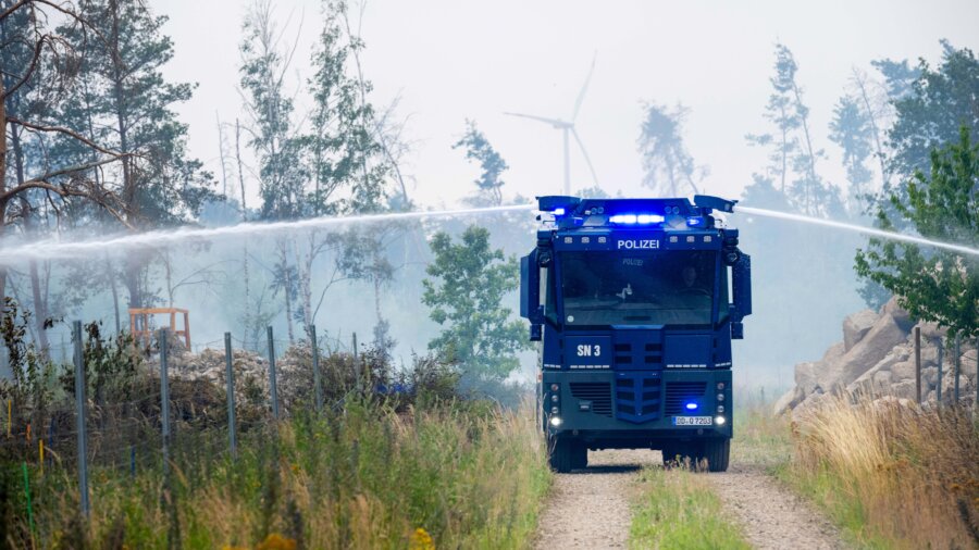 Wildfire in Western Germany Approaches Residential Area