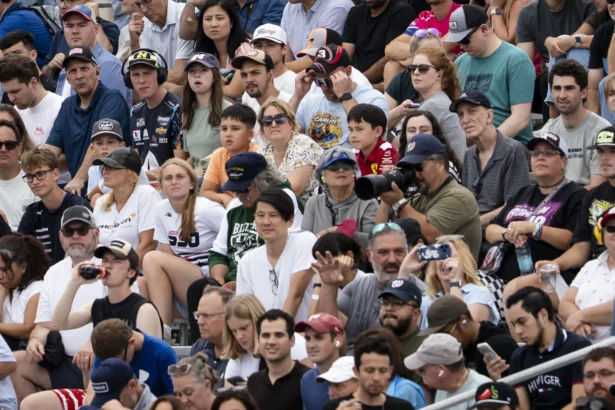 Fans watch the Freedom 250 Grand Prix in Washington on Aug. 22, 2026. (Madalina Kilroy/The Epoch Times)