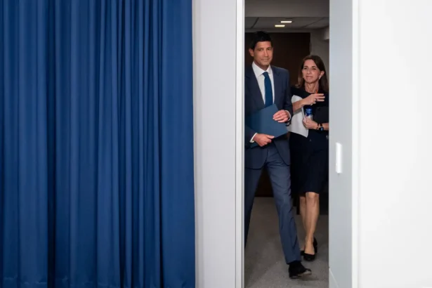 Federal Reserve Chairman Kevin Warsh arrives to speak at a press conference in Washington on July 29, 2026. (Madalina Kilroy/The Epoch Times)