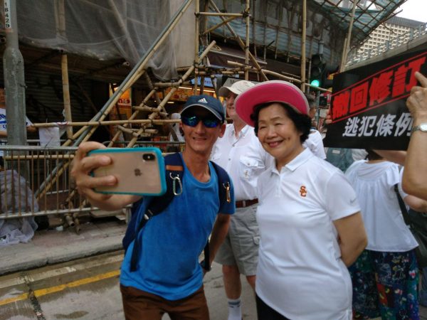 Anson Chan takes part in a protest in Hong Kong on June 9, 2019. (Lin Yi/The Epoch Times)