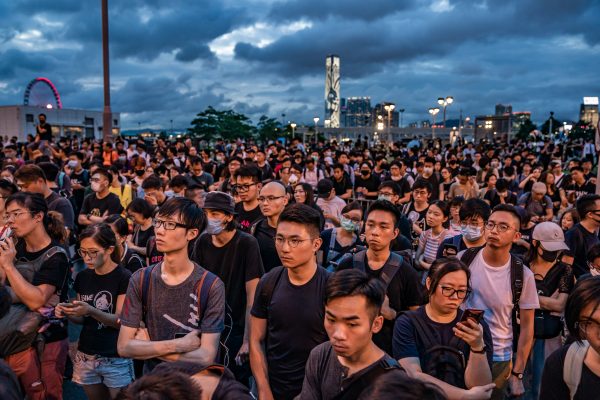 Protesters occupy a street demanding Hong Kong chief executive Carrie Lam to step down, outside the Chief Executive Office in Hong Kong on June 17, 2019. (Anthony Kwan/Getty Images)