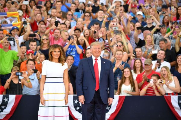 President Donald Trump and First Lady Melania Trump at the "Salute to America" Fourth of July event at the Lincoln Memorial in Washington on July 4, 2019. (Mandel Ngan/AFP/Getty Images)