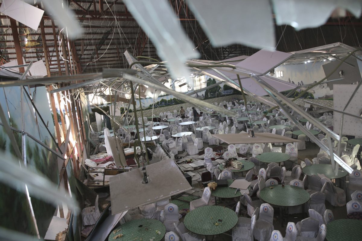 Damaged Dubai City wedding hall is seen after an explosion in Kabul, Afghanistan, on Aug. 18, 2019. (Rafiq Maqbool/AP Photo)