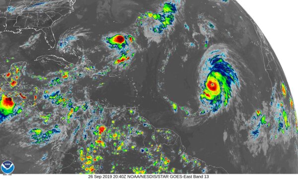 An NOAA satellite view of the Atlantic Ocean as of Sept. 26 (NOAA)