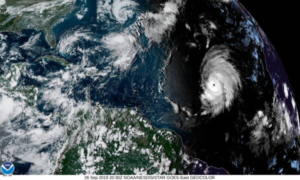 An NOAA satellite view of the Atlantic Ocean as of Sept. 26 (NOAA)