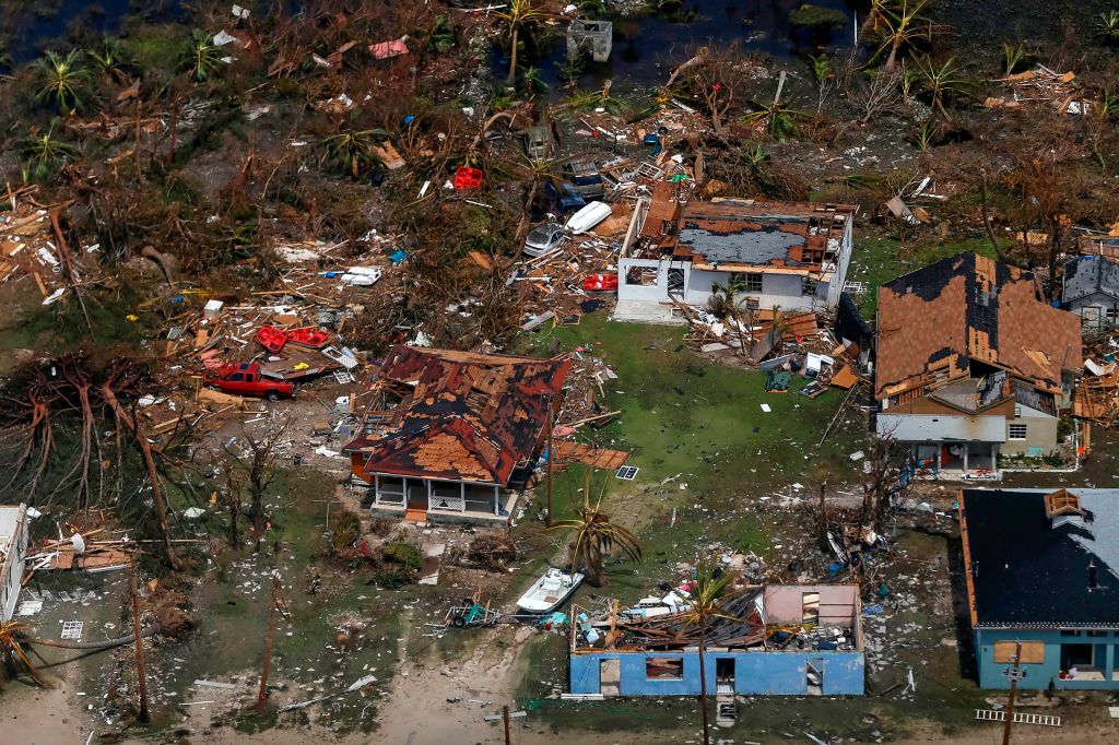 An aerial view of floods and damages from Hurricane Dorian on Freeport, Grand Bahama on Sept. 5, 2019. (Adam DelGiudice/AFP/Getty Images)