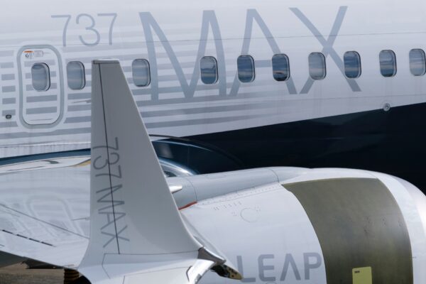 A 737 MAX airplane on the tarmac with its signature winglet and fuel efficient engines outside the company's factory, in Renton, Wash., on March 11, 2019. (Stephen Brashear/Getty Images)