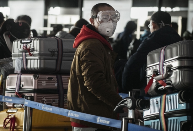 A man wears a protective mask 