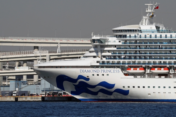 The cruise ship Diamond Princess, where dozens of passengers were tested positive for coronavirus, is seen at Daikoku Pier Cruise Terminal in Yokohama, south of Tokyo, Japan, on Feb. 10, 2020. (Kim Kyung-Hoon/Reuters)