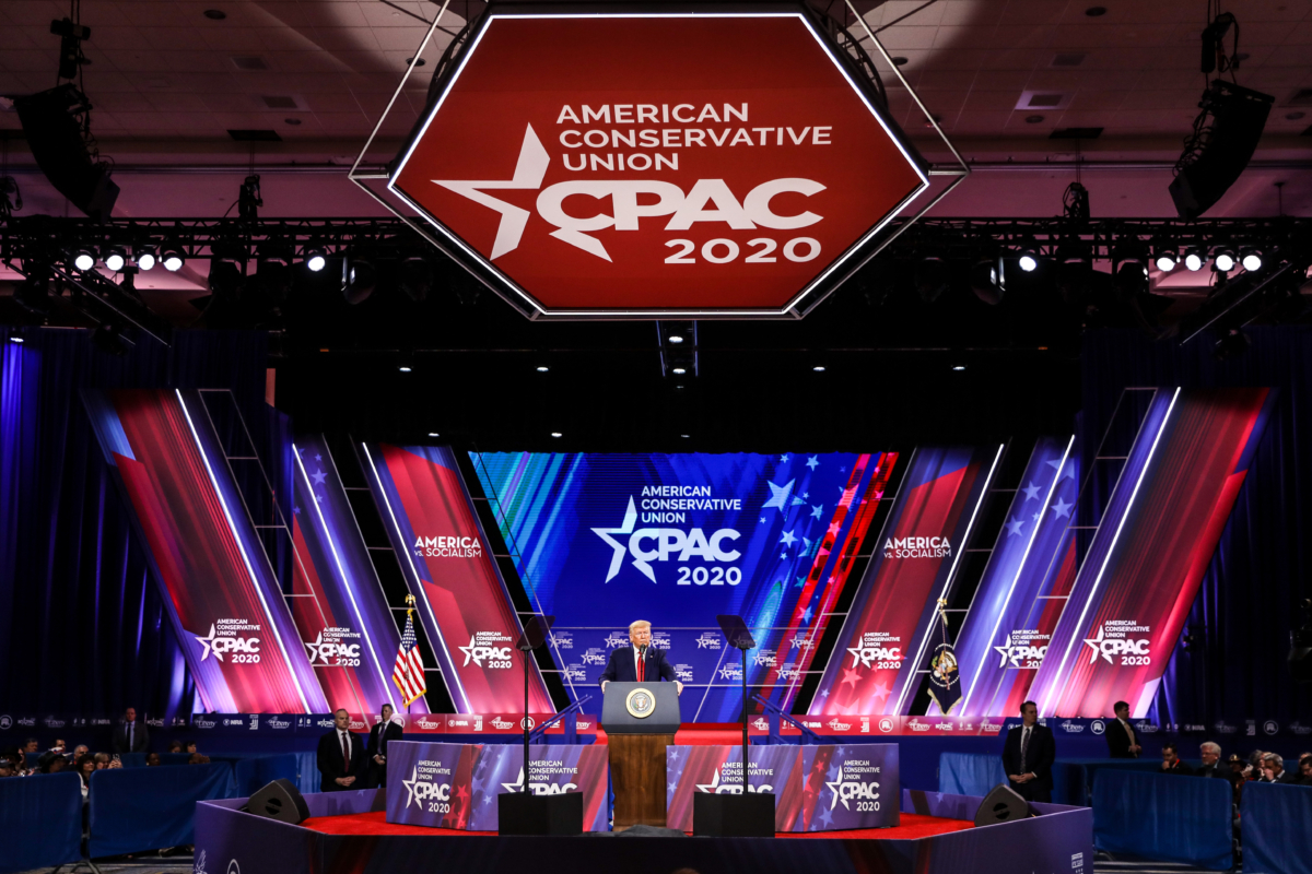 President Donald Trump speaks at the CPAC convention in National Harbor, Md., on Feb. 29, 2020. (Samira Bouaou/The Epoch Times)