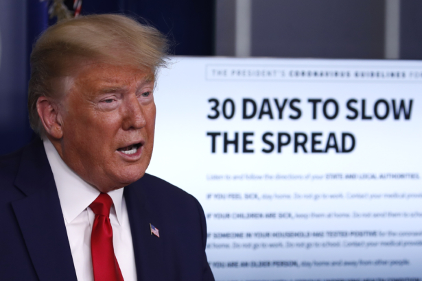 President Donald Trump speaks about the outbreak at the White House, in Washington, on March 31, 2020. (Alex Brandon/AP Photo)