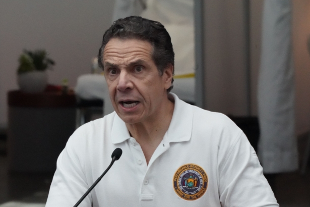 New York Governor Andrew Cuomo speaks to the press at the Jacob K. Javits Convention Center in New York on March 27, 2020. (Bryan R. Smith/AFP via Getty Images)
