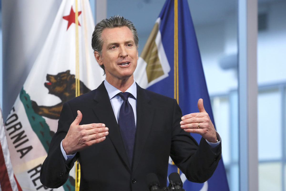 California Gov. Gavin Newsom speaks at his daily news briefing at the Governor's Office of Emergency Services in Rancho Cordova, Calif., on April 9, 2020. (Rich Pedroncelli/AP Photo)