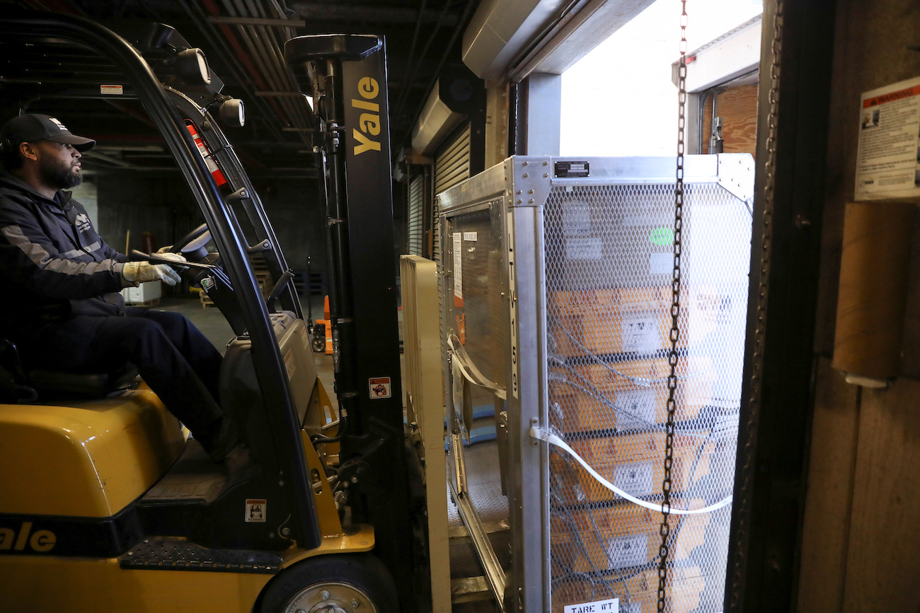 Ventilators at the New York City Emergency Management Warehouse are shipped out for distribution due to concerns over the rapid spread of the CCP virus in the Brooklyn borough of New York City, on March 24, 2020. (Reuters/Caitlin Ochs/File Photo)