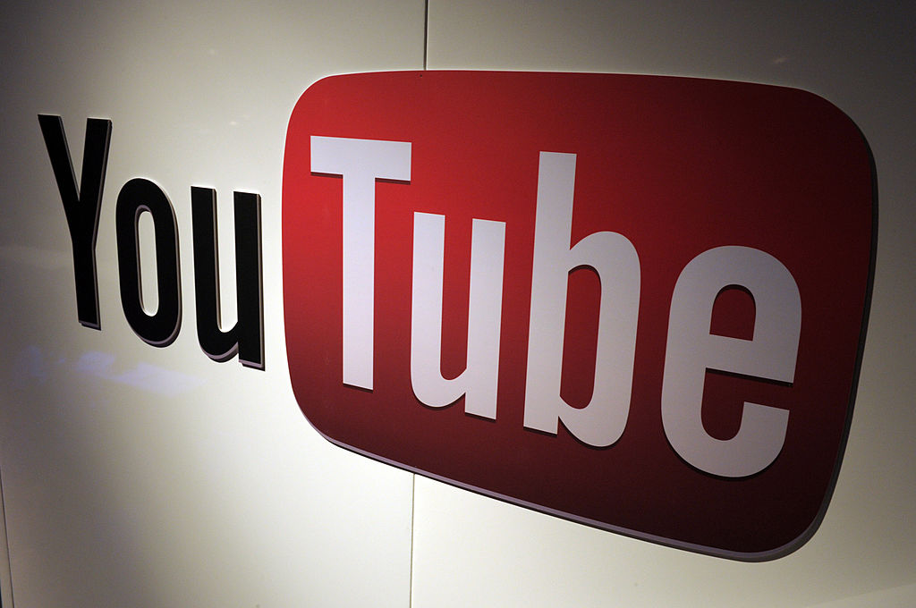 YouTube logo on display during LeWeb Paris 2012 on Dec. 4, 2012. (Eric Piermont/AFP via Getty Images)