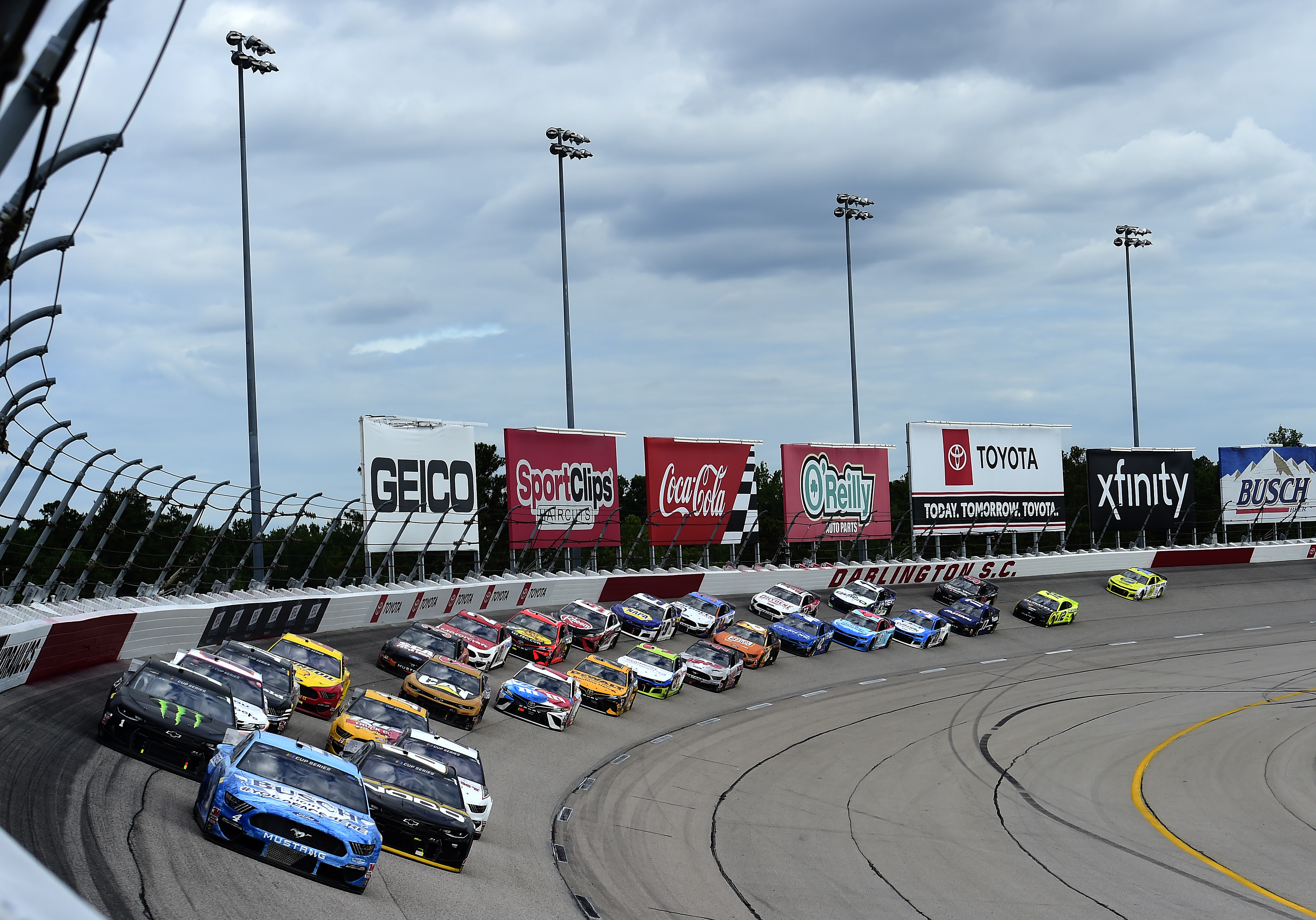 Kevin Harvick, driver of the #4 Busch Light #YOURFACEHERE Ford, races during the NASCAR Cup Series The Real Heroes 400 at Darlington Raceway in Darlington, S.C., on May 17, 2020. (Jared C. Tilton/Getty Images)