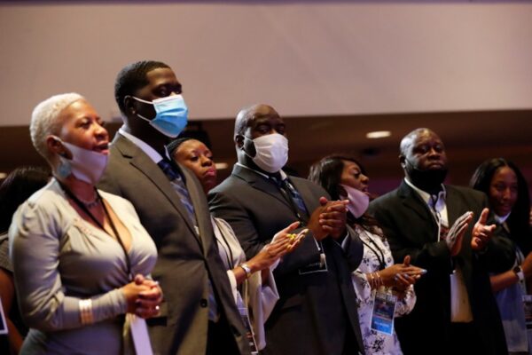 Family members of George Floyd attend a memorial service for George Floyd, in Minneapolis, Minnesota, June 4, 2020. (Lucas Jackson/Reuters)