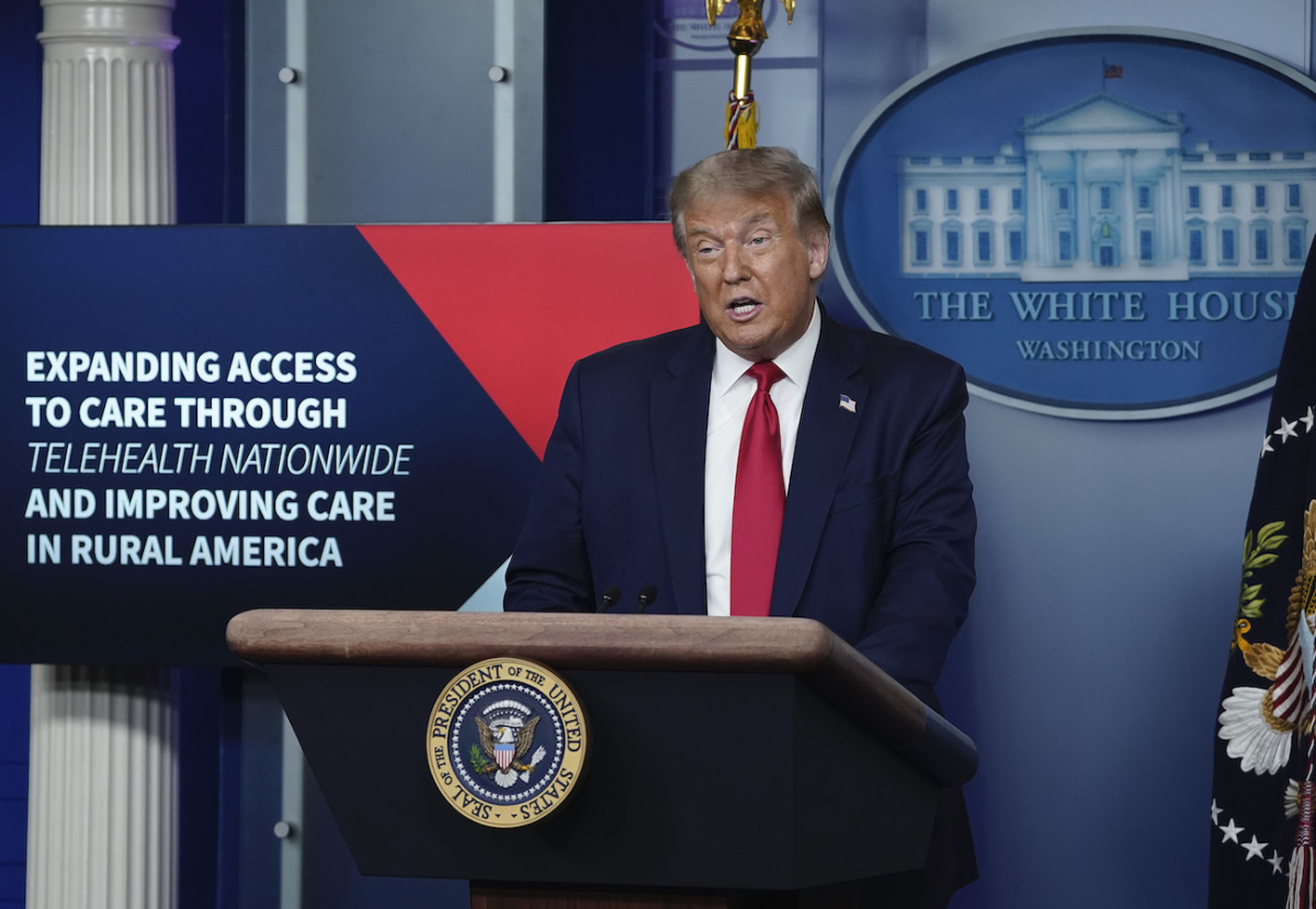 President Donald Trump speaks during a news conference at the White House in Washington, on Aug. 3, 2020. (Drew Angerer/Getty Images)
