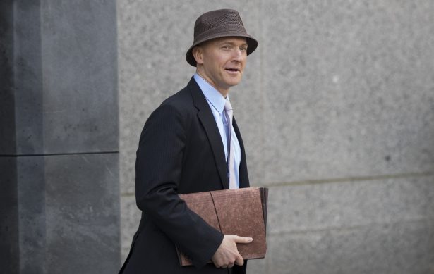 Carter Page arrives at a courthouse