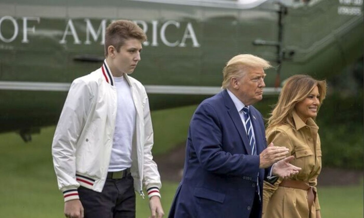 Barron Trump, President Donald Trump and First Lady Melania Trump