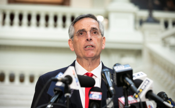 Georgia Secretary of State Brad Raffensperger holds a press conference on the status of ballot counting in Atlanta on Nov. 6, 2020. (Jessica McGowan/Getty Images)