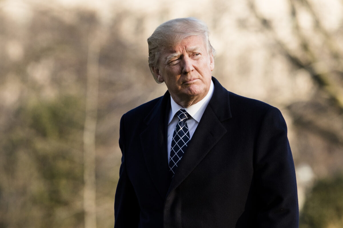 Former President Donald Trump returns to the White House in Washington, on March 25, 2018. (Samira Bouaou/The Epoch Times)