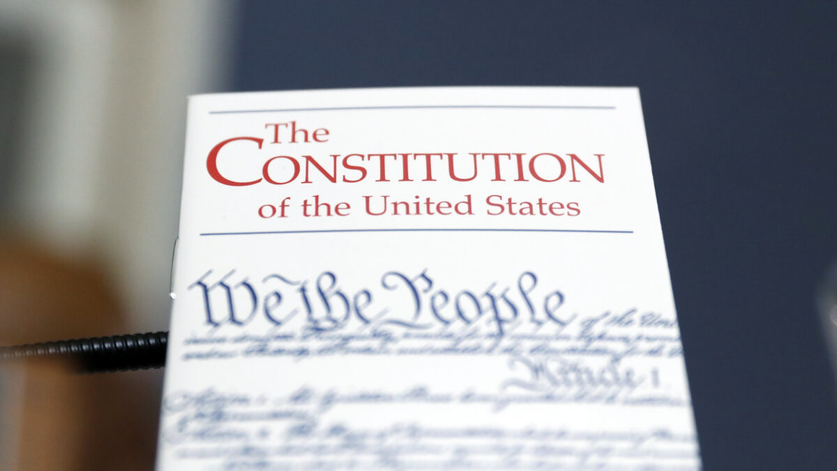 A copy of the U.S. Constitution during a House hearing on Dec. 17, 2019. (Andrew Harnik/Pool/Getty Images)