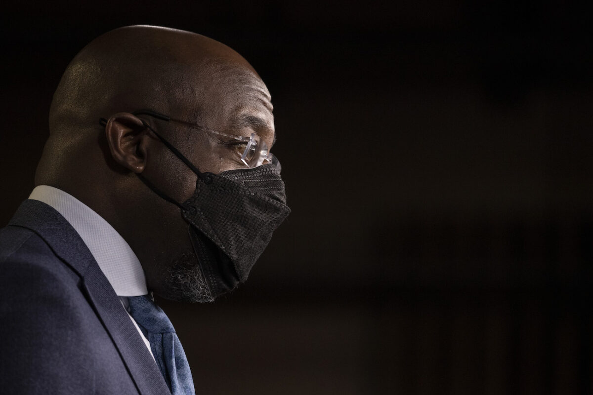 Sen. Raphael Warnock (D-Ga.) at Capitol Hill in Washington, on March 10, 2021. (Tasos Katopodis/Getty Images)