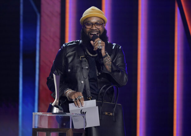 Blanco Brown presents the award for group of the year at the 56th annual Academy of Country Music Awards at the Grand Ole Opry in Nashville, Tenn., on April 18, 2021. (Mark Humphrey/AP Photo)