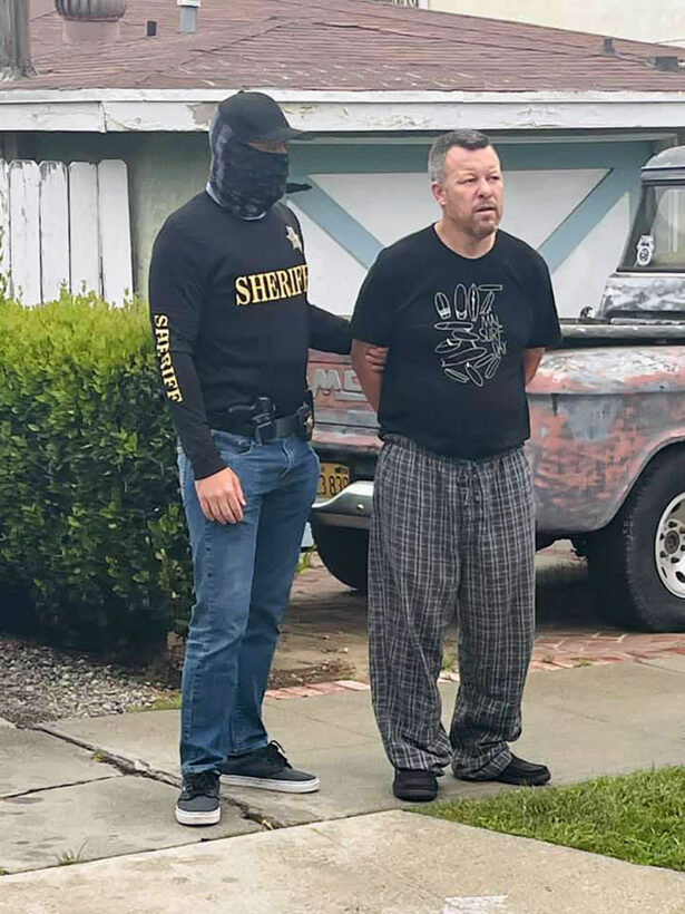 Suspect Paul Flores is taken into custody in the San Pedro area of Los Angeles on April 13, 2021, for the murder of Kristin Smart. (San Luis Obispo County Sheriff's Office via AP)