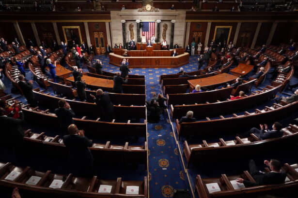 President Joe Biden addresses a joint session of Congress as Vice President Kamala Harris (L) and Speaker of the House U.S. Rep. Nancy Pelosi (D-Calif.) (R) look on in the House chamber of the Capitol, in Washington, on April 28, 2021. (Doug Mills/Pool/Getty Images)