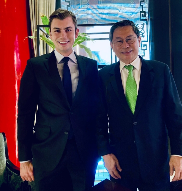 Adam Molon (L) and Dr. Twu (R) after the interview at the Grand Hotel in Taipei, Taiwan, on May 11, 2021. (Courtesy of Adam Molon)