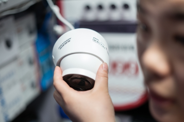 Picture of Hikvision cameras in an electronic mall in Beijing, China, on May 24, 2019. (Fred Dufour/AFP via Getty Images)
