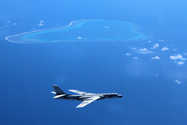 A Chinese H-6K bomber patrols the islands and reefs in the South China Sea, in this file photo. (Liu Rui/Xinhua via AP)