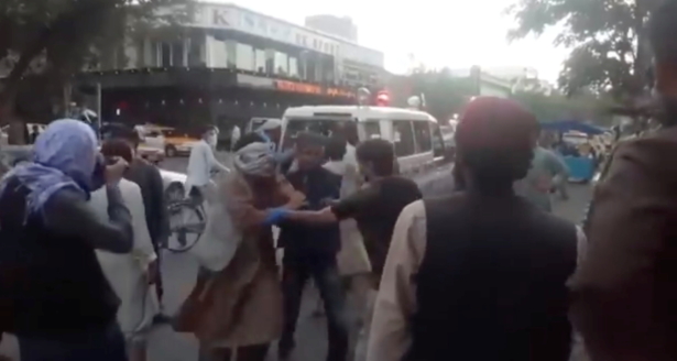 Injured people arrive at a hospital in Kabul, Afghanistan, on Aug. 26, 2021. (Asvaka News via Reuters)