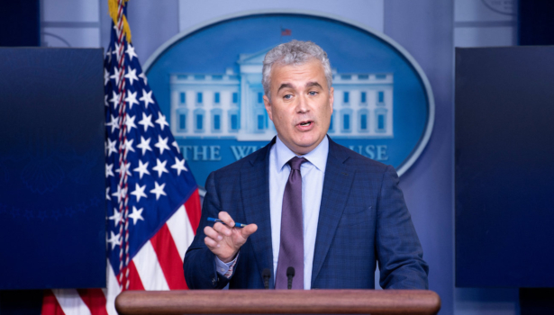 Jeff Zients, the White House's COVID-19 response czar, speaks during a press briefing at the White House, in Washington, on April 13, 2021. (Brendan Smialowski/AFP via Getty Images)