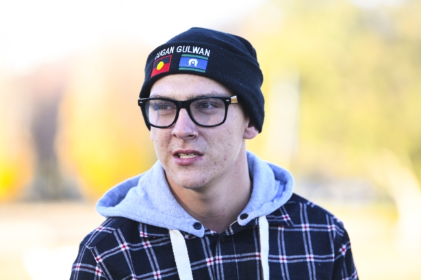 Former Don Dale youth detainee Dylan Voller speaks to the media during a press conference in Canberra, Australia on May 24, 2018. (AAP Image/Lukas Coch)