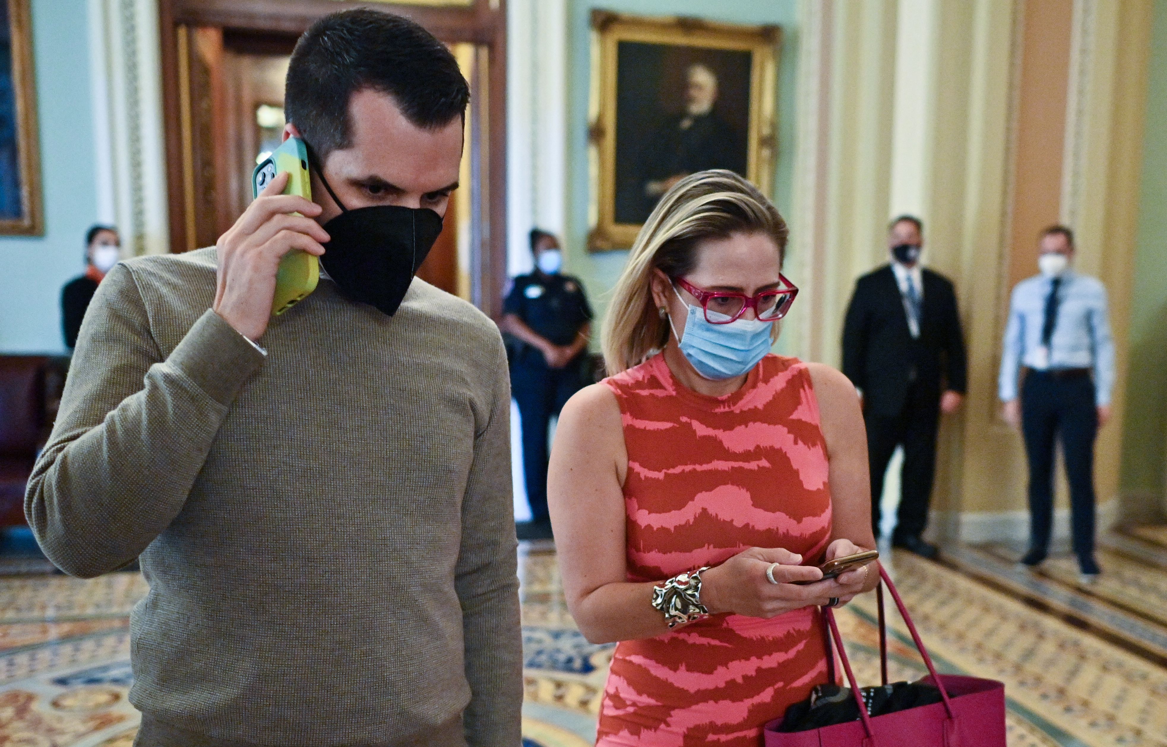 Sen. Kyrsten Sinema (D-Ariz.) is seen at the U.S. Capitol in Washington on Sept. 30, 2021. (Mandel Ngan/AFP via Getty Images)