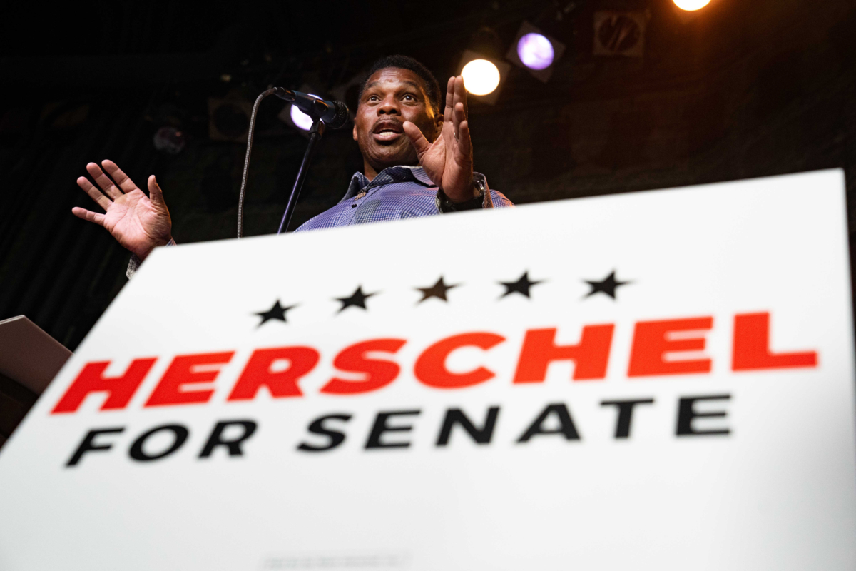 Heisman Trophy winner and Republican candidate for U.S. Senate Herschel Walker speaks at a rally in Athens, Ga., on May 23, 2022, before the state's 2022 primary election. (Megan Varner/Getty Images)