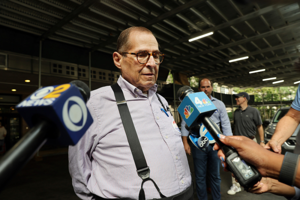 Rep. Jerry Nadler (D-N.Y.) speaks to the media after voting in his upper West Side district in New York on Aug. 23, 2022. (Spencer Platt/Getty Images)